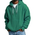 thumbnail image 2 of Huankd Waffle Knit Hoodie Men Quarter Zip Casual Long Sleeve Oversized Pullover Sweatshirt with Pocket Soft Athletic Fall Dark Green 3XL, 2 of 4