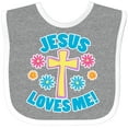 thumbnail image 3 of Inktastic Easter Jesus Loves Me with Cross and Flowers Boys or Girls Baby Bib, 3 of 4