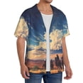 thumbnail image 2 of Susaid Western Desert Cloud Cowboy Print Men's Polo Shirts Button Down Short Sleeve Casual Summer Beach Vintage Shirts for Men-Large, 2 of 5
