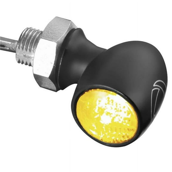 Kuryakyn 2535 Motorcycle Lighting Accessory: Kellermann Atto, Front/Rear LED Turn Signal/Blinker Light with Clear Lens, Amber, Satin Black, Pack of 1
