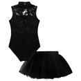 thumbnail image 4 of Ocealan Robe de Danse Ballet Sans Manches pour Filles Enfants Tenue de Danseuse Classique Justaucorps avec Jupe Tutu Noir C 3TG, 4 of 7