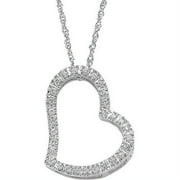 0.69 Carat T.g.w. Cz Rhodium-plated Hear