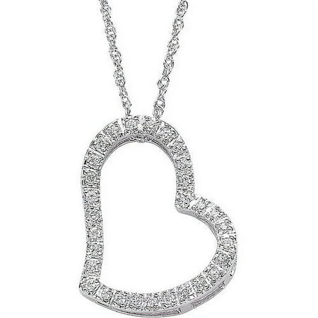 0.69 Carat T.g.w. Cz Rhodium-plated Hear