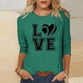 thumbnail image 2 of CYMMPU Floral Pattern 3/4 Sleeve Fall Fashion Shirts Blouses for Women Dressy Casual Crew Neck Loose Fit Tunic Tops Spring Tops Lightweight Basic T-Shirts Green M, 2 of 4