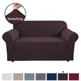 thumbnail image 1 of H.VERSAILTEX 1-Piece Jacquard Spandex Loveseat Stretch Slipcover, Brown, 1 of 7