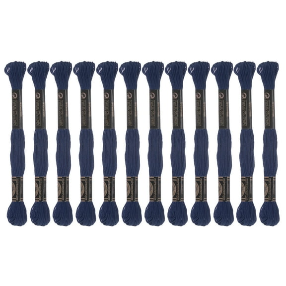 12 Skeins Embroidery Floss 8.75yds(8m) Egyptian Cotton Cross Stitch Thread, Blue Black(6823)