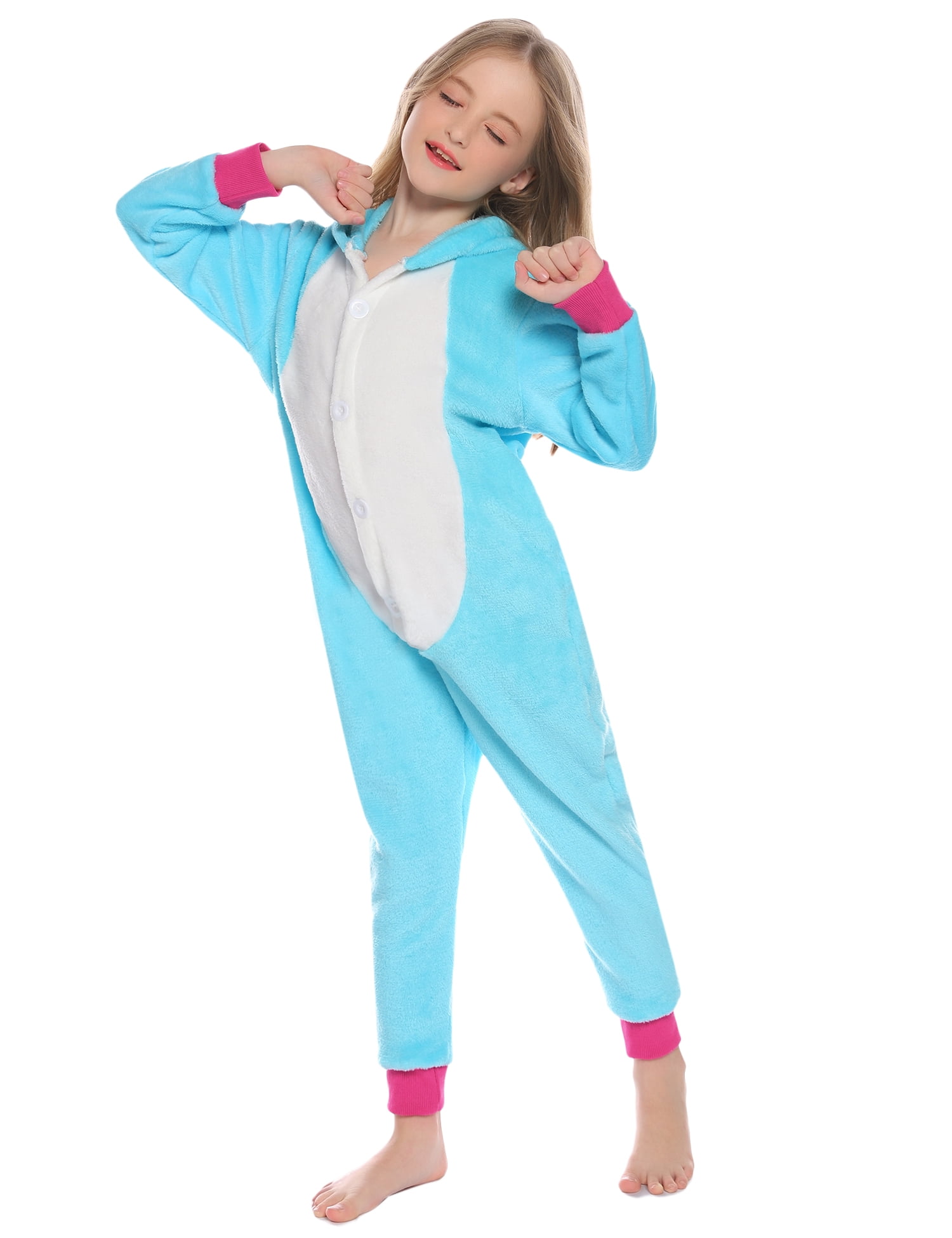 Uniexcosm Boys Girls Fleece Onesie Pajamas Hooded Unisex for Toddler