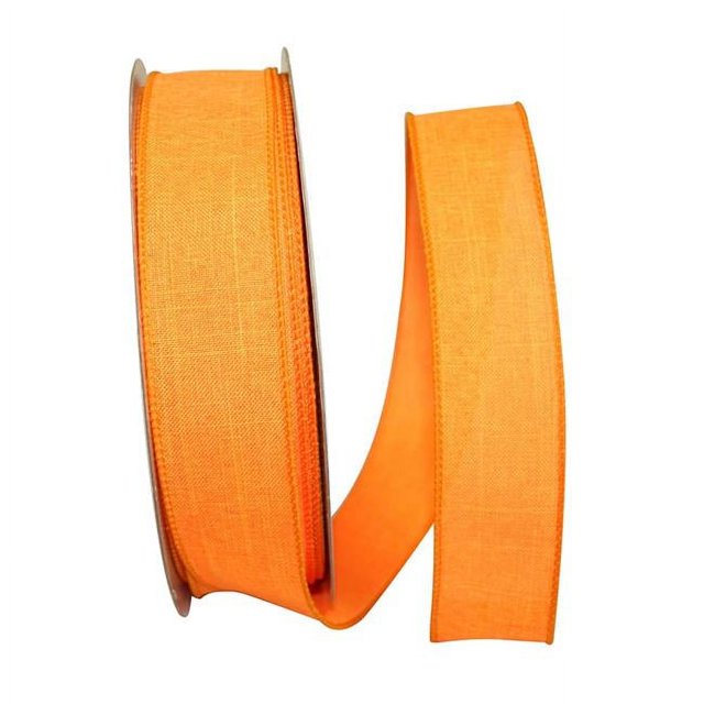 Reliant Ribbon 92573W-058-09K Everyday Linen Value Wired Edge Ribbon - Orange - 1.5 in. x 50 yards