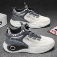 thumbnail image 6 of Men's All-Season High-Top Sneakers with Rotating Buckle Closure - Breathable PU & PVC Sole, Heavy-Duty Lace-Free Shoes for Casual, Running ,Cushioning - White/Black/Grey/Beige/Green/Golden Accent, 6 of 8
