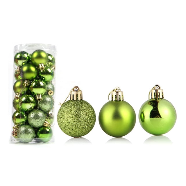 Fairnull 24Pcs Christmas Ball Delicate Reusable High Gloss Xmas Tree Decor Ball Pendant Home Decor