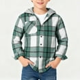 thumbnail image 2 of YunPes Boys Flannel Buffalo Plaid Hooded Jacket Button Down Oversized Cotton Coat Fall Winter Warm Christmas Outwear, 2 of 4