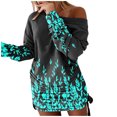 thumbnail image 1 of Vestido para mujer Casual de manga larga con cuello en O camiseta Mini vestidos de columpio de manga larga con volantes en niveles Casual fiesta otoño negro Midi vestido Fridja NMB827, 1 of 6