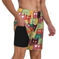 thumbnail image 2 of Kdxio Cute Cartoon Cat Print Men's Swim Trunks with Compression Liner 7 Inch Inseam Quick Dry Swim Shorts, 2 of 7