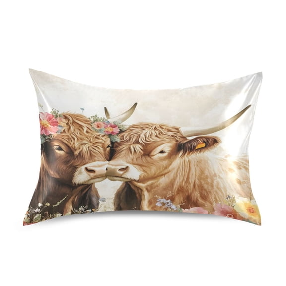 Ryvnso Satin Pillowcase Highland Cows Pillow Cases Standard Size 26x20in