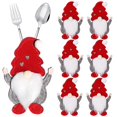 thumbnail image 1 of Bolsas de soporte para cubiertos de Navidad, gorros de Navidad, Papá Noel, cuchillo con copo de nieve, cubierta de tenedor, juego de mesa de fiesta, decoración de servicio de mesa, suministros, 1 of 4