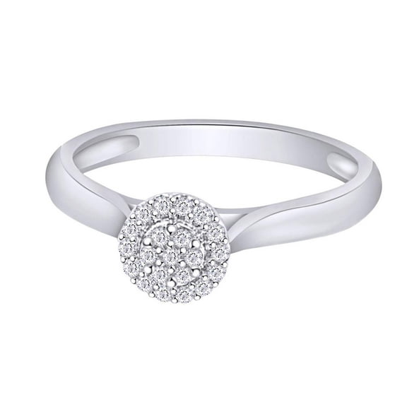 AFFY 0.08CT Natural Diamond Cluster Engagement Wedding Ring for Women 14K White Gold over Silver-6