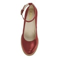 thumbnail image 3 of YDN Womens's Chunky Heel Ankle Strap Buckle Pumps Round Toe Mid Stacked Heels Daily Outfit Event Shoes Size 13 Red, 3 of 4