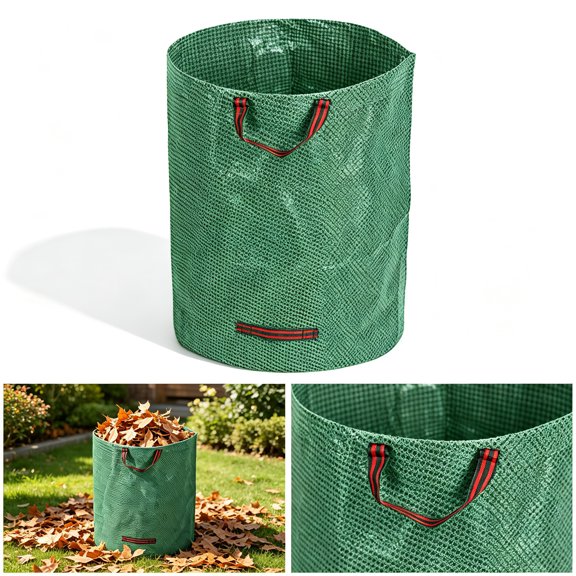 Outdoor Gardening Leaf Collection Bag, 22.1 x 31.5in Heavy Duty Garden Waste Reusable Lawn Disposal Container, Large Capacity Trash Storage Bag 12.5Gal