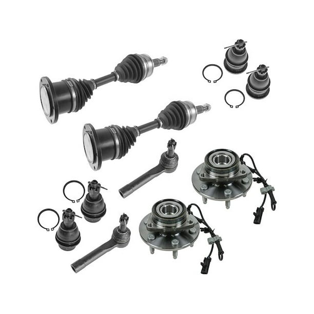Front Axle Wheel Hub Ball Joint Tie Rod Kit 10 Piece Compatible with