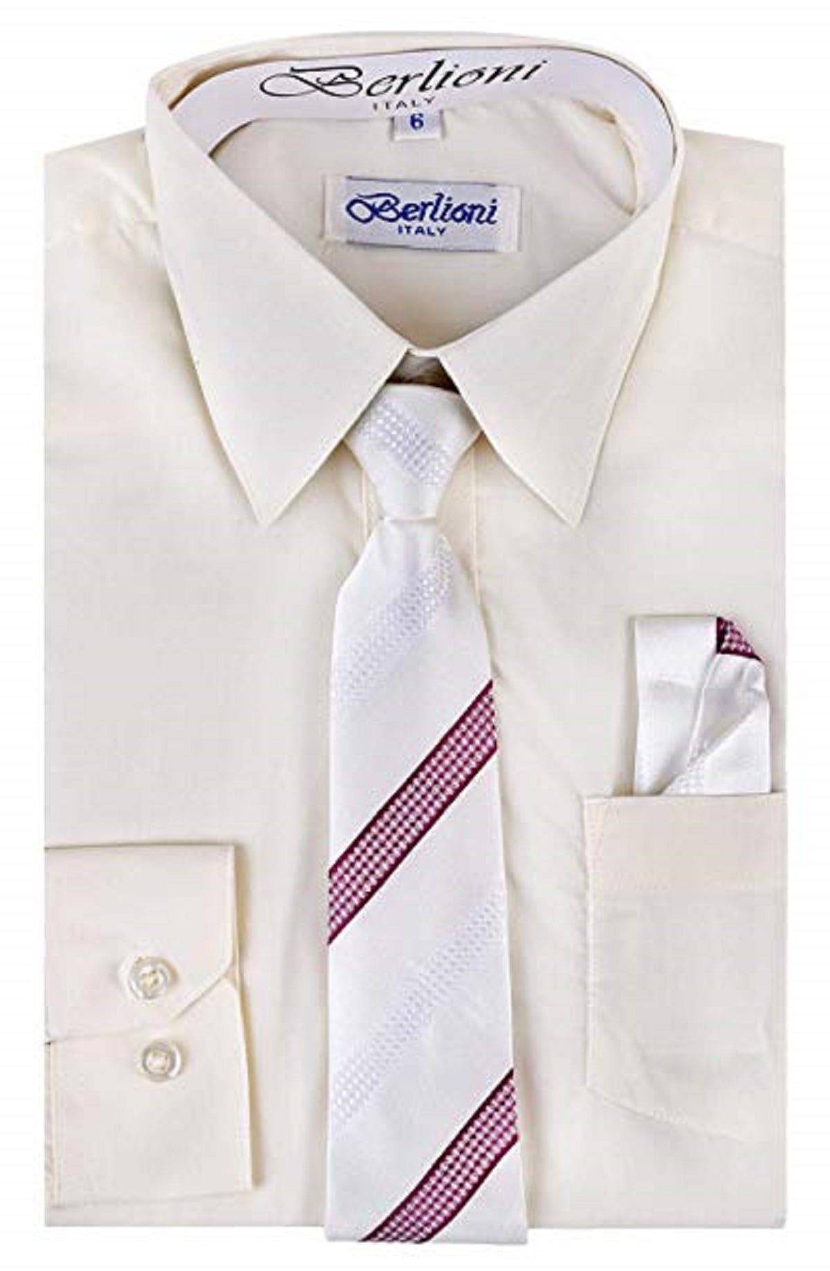 undertøj diskriminerende vegetation Berlioni Boy's Dress Shirt, Necktie, and Hanky Set - Many Color and Pattern  combinations Off White Burgundy 12 - Walmart.com