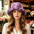 thumbnail image 2 of jiaxiM Packable Straw Bucket Hat for Women Elegant Wide Brim Sun Hat with Dip-Dye and Lace Ruffle, Handmade Visor for Beach, Travel and Outdoor Events, 2 of 5