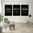 thumbnail image 5 of Motivational Office Decor Framed Canvas Wall Art Grind Hustle Execution Poster Inspirational Success Print Black Minimalism Modern Aesthetic Wall Decor for Bedroom Living Room Office (12x16inchx3pcs), 5 of 6