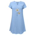 thumbnail image 4 of Xihbxyly Womens Summer Dress Cotton and Linen Floral Print Off the Shoulder Mid-Length Dress Leisure Slim Fit Short Sleeve Ruffle Flowy Dresses Flash Sales for Today, 4 of 5