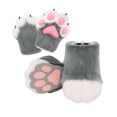 thumbnail image 4 of Pantuflas peludas con forma de pata de animal para cosplay, fiestas, bailes de máscaras Gris, 4 of 8