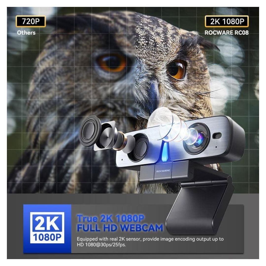 ROCWARE RC08 Auto-Focus Webcam with Microphone Speaker