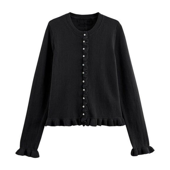 Sweater Cardigan Women Knitted Button Down Light Black Sweaters for Women Comfort Colors Fall Outfit Women Clothes