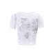 thumbnail image 5 of SAYOO Tops de malla de manga corta para mujer con decoración hueca, ropa de verano de ombligo flaco de color sólido SAYOO Moda, 5 of 9