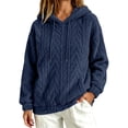 thumbnail image 3 of Zysthvn Fleece Women Hoodies Pullover Drawstring Winter Casual Ladies Sweatshirts Long Sleeve Lightweight with Pockets Solid Loose Fit Tops, 3 of 10