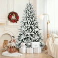thumbnail image 4 of LAMPHOME 7ft PE/PVC Mixed Flocked Artificial Christmas Tree, 1514 Branch Tips, 3-Part Hinged, Memory Wire, Metal Stand, Green & White, Winter Holiday Décor, 4 of 9