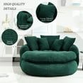 thumbnail image 3 of Oversized Oval Upholstered Bean Bag Sofa, Lazy Sofa with 3 Large Pillows and 2 Small Pillows, Wrap Around Backrest for Adults, Chenille Fabric Lazy Floor Bean Bag Sofa, 3 of 27