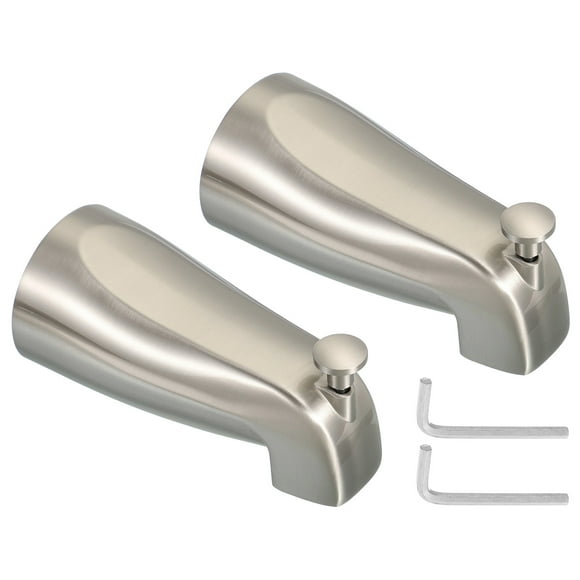 Uxcell 2Pack Slip on Diverter Tub Spout, Zinc Alloy Bath Spout Bathtub Faucet with Pull-Up Diverter for 1/2 Inch Water Tub for Bathroom Kitchen, Brushed Nickel