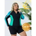 thumbnail image 6 of Women's Plus Size Rush Guard Floral Long Sleeve Zip Front Swim Top, 6 of 8
