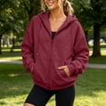thumbnail image 5 of VBVC Women's Full Zip Up Hooded Sweatshirt , Casual Long Sleeve Coat For Women , Ladies' Loose Fit Athletic Hoodie with Pockets,Wine,S-2XL, 5 of 10