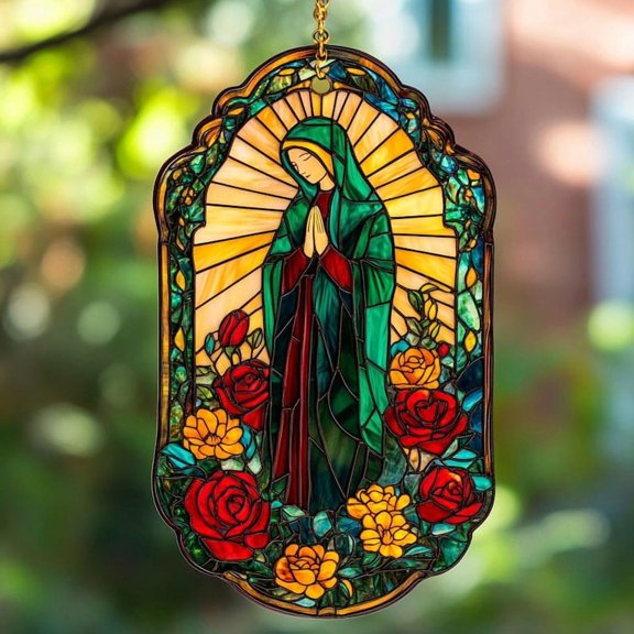 Lady of Guadalupe Arcrylic Suncatcher, Religious Virgin Mary Suncatcher Gift, Guadalupe Window Hanger, Mother of God, Christen Gift