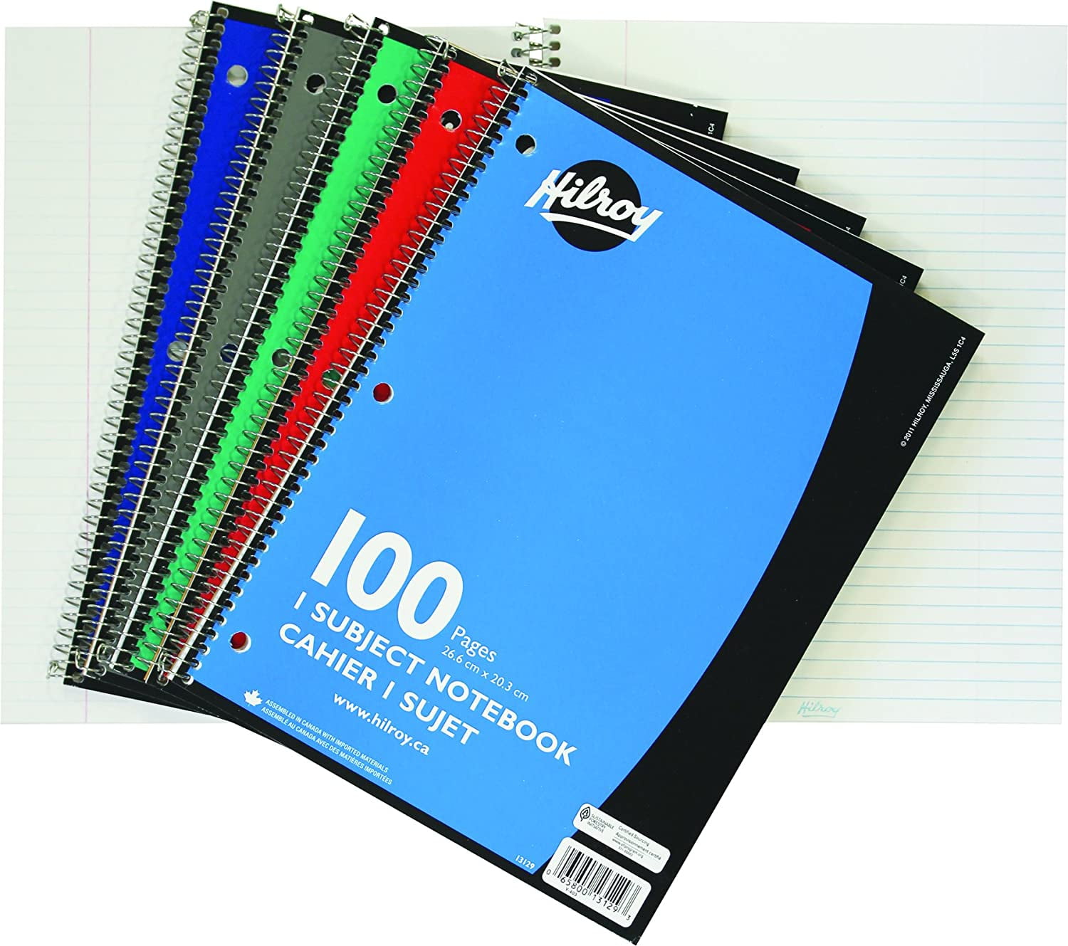 Hilroy 1 Subject Wide Ruled Notebooks, 101/2 X 8Inch, 3Hole Punched