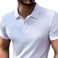thumbnail image 4 of FRSASU Mens Polo Shirt Casual Henley Band Collar Short Sleeve Summer Button Collar Knitted Golf Polo Shirts White, 4 of 6