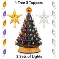 thumbnail image 2 of 15" Hand Painted Ceramic Halloween Tree, Pre-Lit Decoration with 128 Multi-Color Lights, Jack-O-Lantern and Star Toppers, 2 of 7
