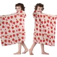 thumbnail image 4 of Red Strawberry Plants Fruit Dot Pink Pattern Hooded Bath Towel，50"x30" for Ages 3 To 12 Kids, Quick Dry Lightweight Soft Microfiber Hood Beach Towel Cover Up for Kids, 4 of 7