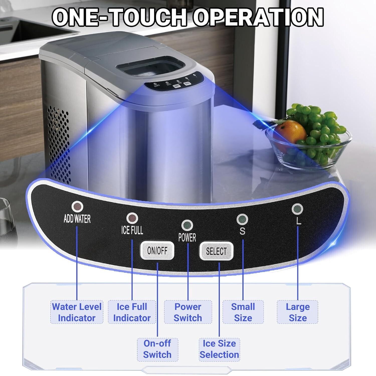 Smad 26Lbs Countertop Ice Maker Bullet-shaped Cube Machine Mini Make