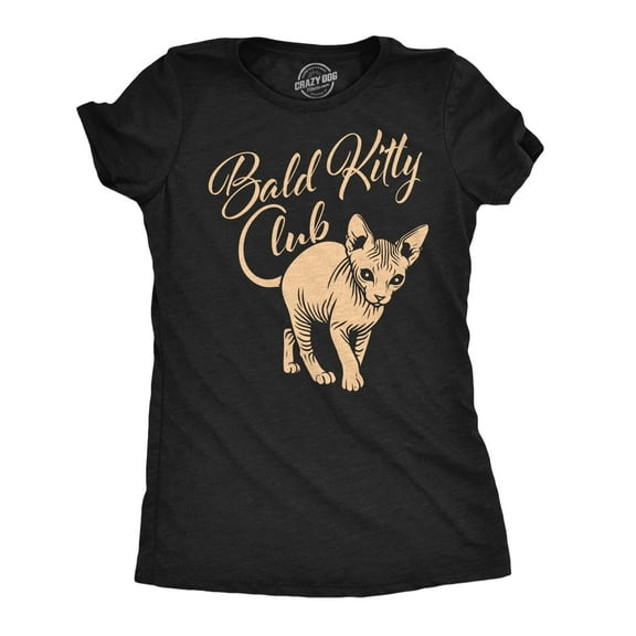 Womens Funny T Shirts Bald Kitty Club Sarcastic Hairless Cat Graphic Novelty Tee for Ladies Womens Graphic Tees