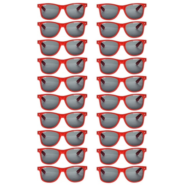Gafas de sol QYVEWY Retro años 70 y 90 para adultos (20 pares) rojas