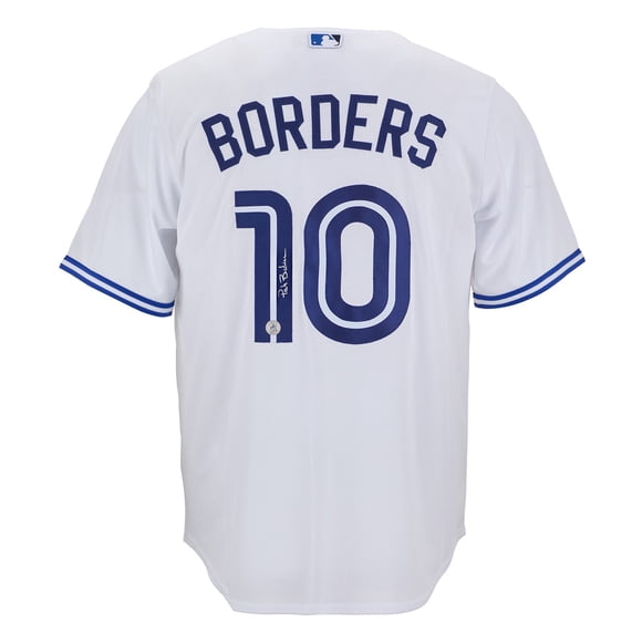 Pat Borders Autographed Toronto Blue Jays White Nike Baseball Jersey