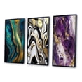 thumbnail image 3 of Designart "Liquid Gold and Turquoise Dreams Marble Art" Abstract Painting Framed Wall Art Set Of 3 - Gold Modern Frame Canvas Set For Living Room Decor, 3 of 6