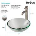 thumbnail image 6 of Kraus 14-inch Clear Glass Bathroom Vessel Sink and Ramus Faucet Combo Set with Pop-Up Drain, Satin Nickel Finish, 6 of 9