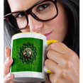 thumbnail image 2 of 3drose, Saint Brigid, Round Shamrock, Saint Brigid Cross Frame, Green, Brown, 11oz Two-tone Yellow Mug, 2 of 6