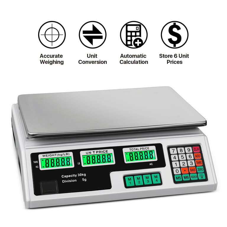  CAMRY Digital Food Scale 66lb / 30kg Commercial Food Meat Fruit  Produce Price Computing Scale for Farmers Market, Meat Shop, Deli, Retail  Outlets: Home & Kitchen